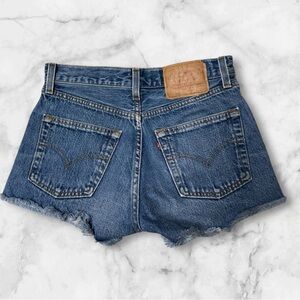 Levi's Blue Jean Shorts cutout Distressed High-Waisted button fly size 26